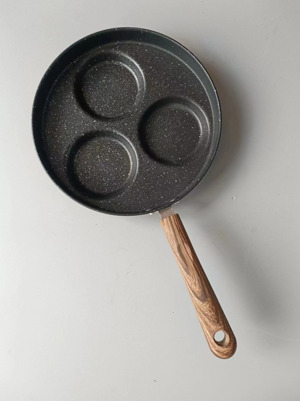 Zahraničný obchod, panvica na raňajky, steak, vajce, panvica dva v jednom, 3-dierková malá plochá multifunkčná nepriľnavá panvica