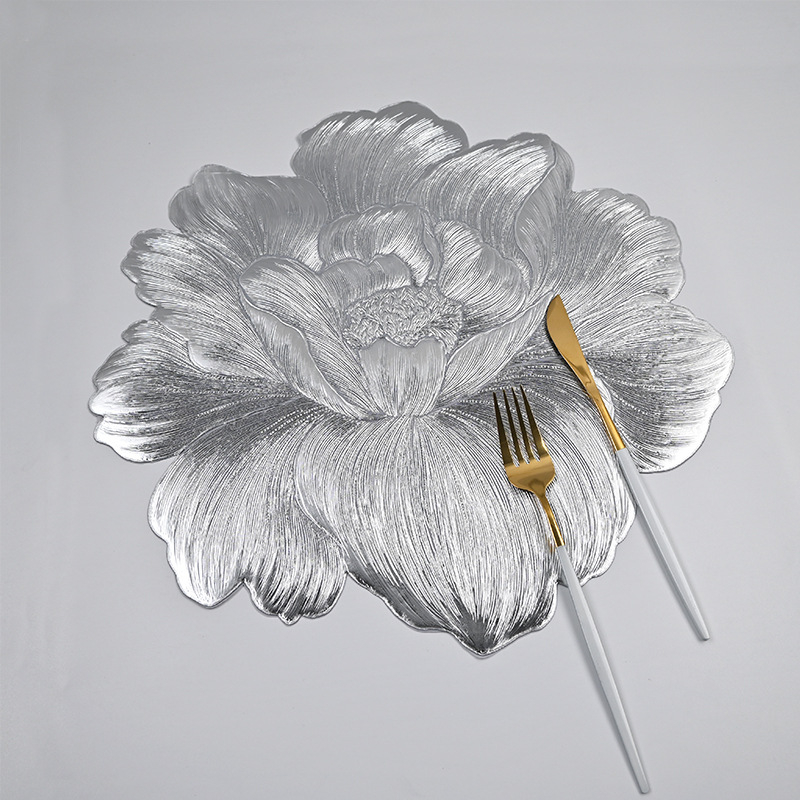 Piiriülene kuummüük Lotus Bronzing Placemat PVC Peony Ins Style libisemiskindel soojusisolatsiooniga lauamatt Camellia Ruixi Placemat