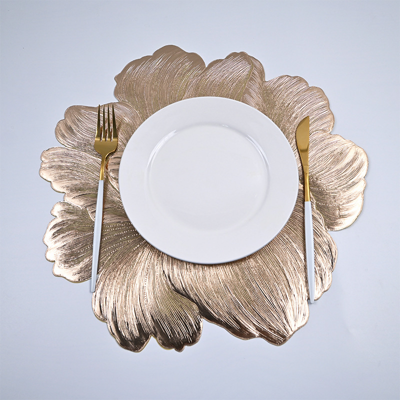 Piiriülene kuummüük Lotus Bronzing Placemat PVC Peony Ins Style libisemiskindel soojusisolatsiooniga lauamatt Camellia Ruixi Placemat