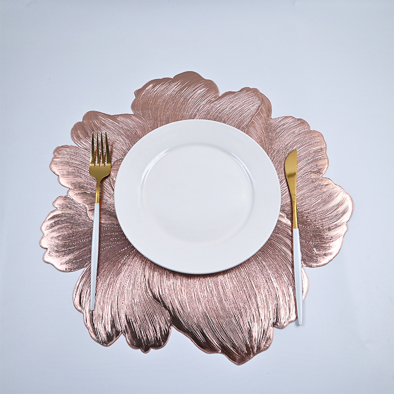 Piiriülene kuummüük Lotus Bronzing Placemat PVC Peony Ins Style libisemiskindel soojusisolatsiooniga lauamatt Camellia Ruixi Placemat