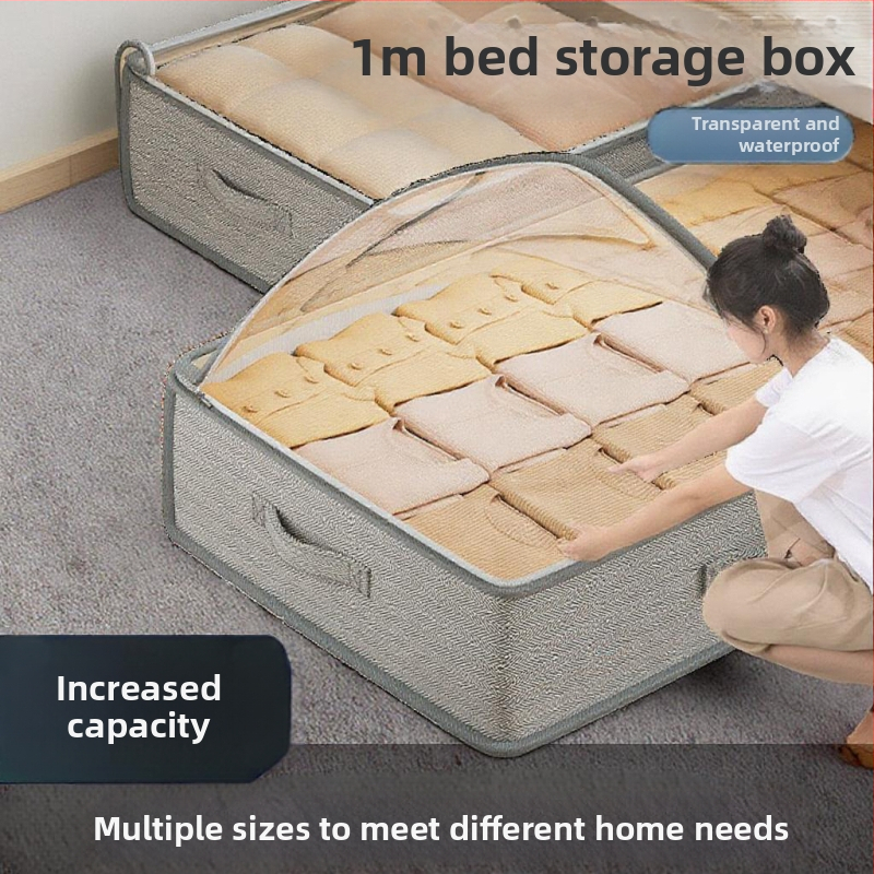 Кутия за съхранение на дрехи за домакинство, плат от органкер, прозрачна сгъваема кутия за съхранение, чанта за съхранение на легло