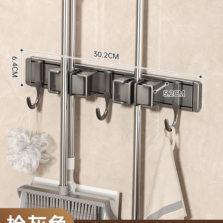 Zidna kopča za vješanje mopa, viseća metla za mop, neperforirana kuka za pričvršćivanje, okvir za kupaonicu, kupaonica, stražnja polica za vrata kupaonice, veleprodaja