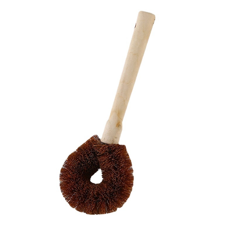 Taškinis medinis kokoso rankenos puodų šepetys nelimpantis aliejus buitinis virtuvės valymo šepetys skalbimo mašina indų plovimo šepetys ilga rankena puodų plovimo šepetys