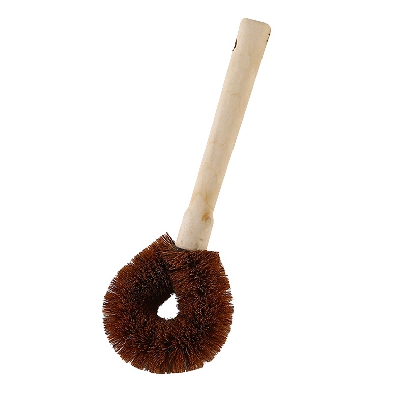 Taškinis medinis kokoso rankenos puodų šepetys nelimpantis aliejus buitinis virtuvės valymo šepetys skalbimo mašina indų plovimo šepetys ilga rankena puodų plovimo šepetys