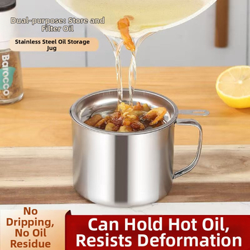 Tarpvalstybinis karšto pardavimo nerūdijančio plieno alyvos filtro puodas virtuvėje su didelės talpos alyvos puodu su filtro tinkleliu alyvos filtro puodo alyvos kaupimo bako filtro puodelis