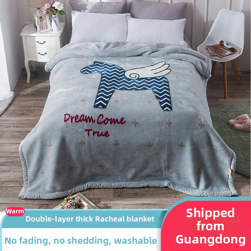 „Lashall“ vilnonė žieminė sutirštinta flanelinė šilta antklodė vienviečiam asmeniui bendrabučio studentui koralų flanelinė