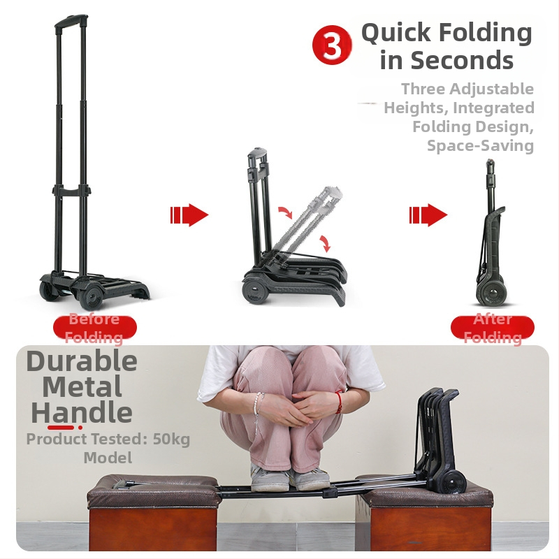 Внимателно подбрана количка за хранителни стоки за домакинството, количка за експресна доставка, сгъваема ремарке за обработка на товари, количка за пазаруване, количка за багаж