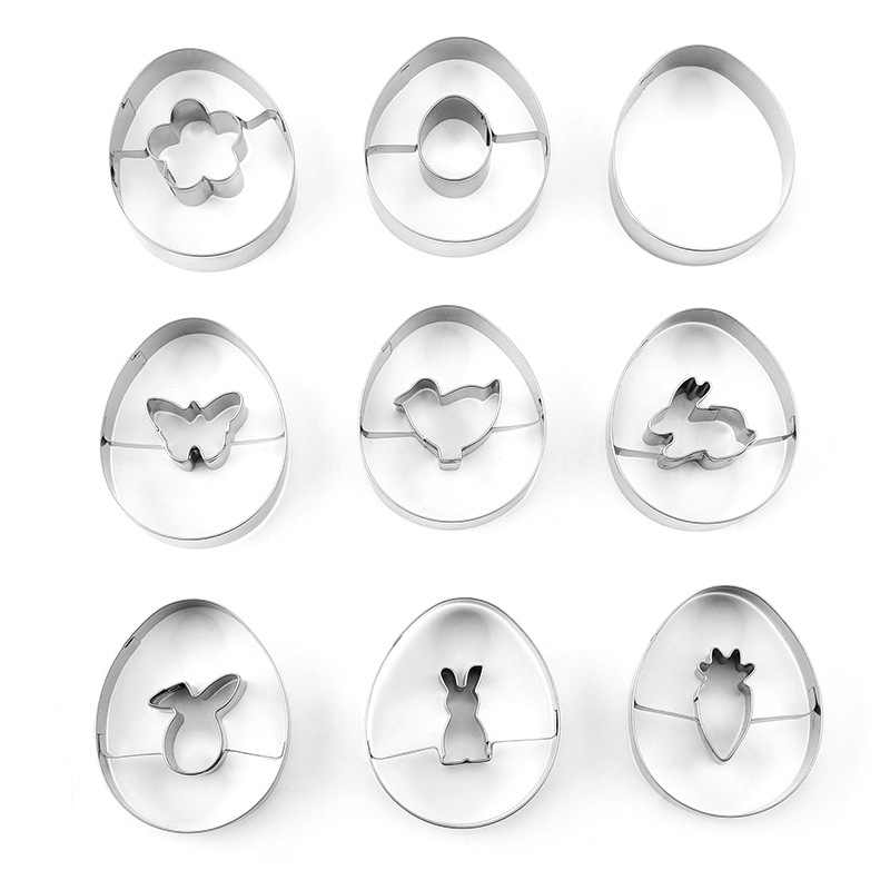 „Amazon“ 9 dalių Velykų zuikio glaisto sausainių formų rinkinys, mielas animacinių filmukų sausainių kepimo formų rinkinys