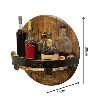 Bourbon Whiskey Barrel Rack rankų darbo medinis vyno vitrinos stalas, montuojamas ant sienos, skirtas užsienio prekybai