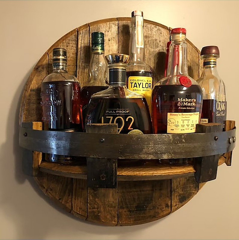 Bourbon Whisky Hordótartó Kézzel Készített Fa Borkiállító Asztal Falra Szerelhető Bortartó Külkereskedelemhez