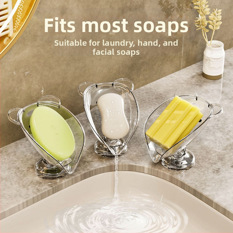 Stalviršio nusausinanti neperforuojama muilo dėžutė buitinei lengvam prabangiam siurbimo puodelio muilo dėžutei vonios kambario muilo lentynėlei vonios kambario daiktams laikyti
