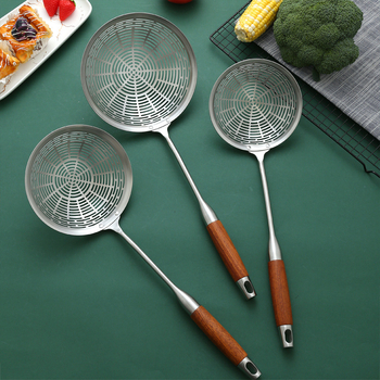 Nerūdijančio plieno kiaurasamtis, raudonmedžio ilga rankena, karšto puodo šaukštas, keptas kiaurasamtis, didelis kiaurasamtis, pipirų nusausinimas, didelis kiaurasamtis