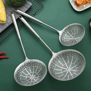 Nerūdijančio plieno kiaurasamtis, raudonmedžio ilga rankena, karšto puodo šaukštas, keptas kiaurasamtis, didelis kiaurasamtis, pipirų nusausinimas, didelis kiaurasamtis