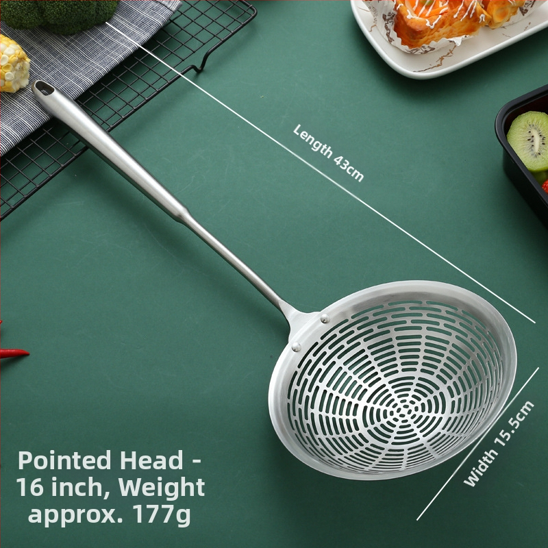 Nerūdijančio plieno kiaurasamtis, raudonmedžio ilga rankena, karšto puodo šaukštas, keptas kiaurasamtis, didelis kiaurasamtis, pipirų nusausinimas, didelis kiaurasamtis