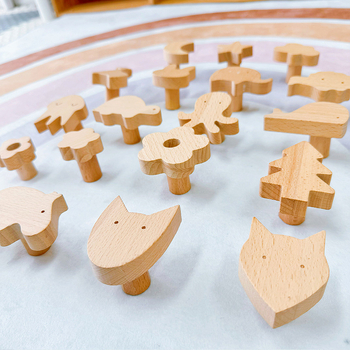 [Rankenos kablio gaminiai, seni klientai] Tvirtos medienos animacinių filmukų rankena, žvaigždė, mėnulis, debesys, dinozaurai, gyvūnai, be perforatoriaus