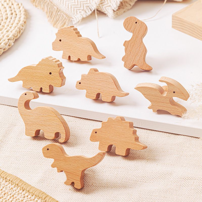 [Rankenos kablio gaminiai, seni klientai] Tvirtos medienos animacinių filmukų rankena, žvaigždė, mėnulis, debesys, dinozaurai, gyvūnai, be perforatoriaus