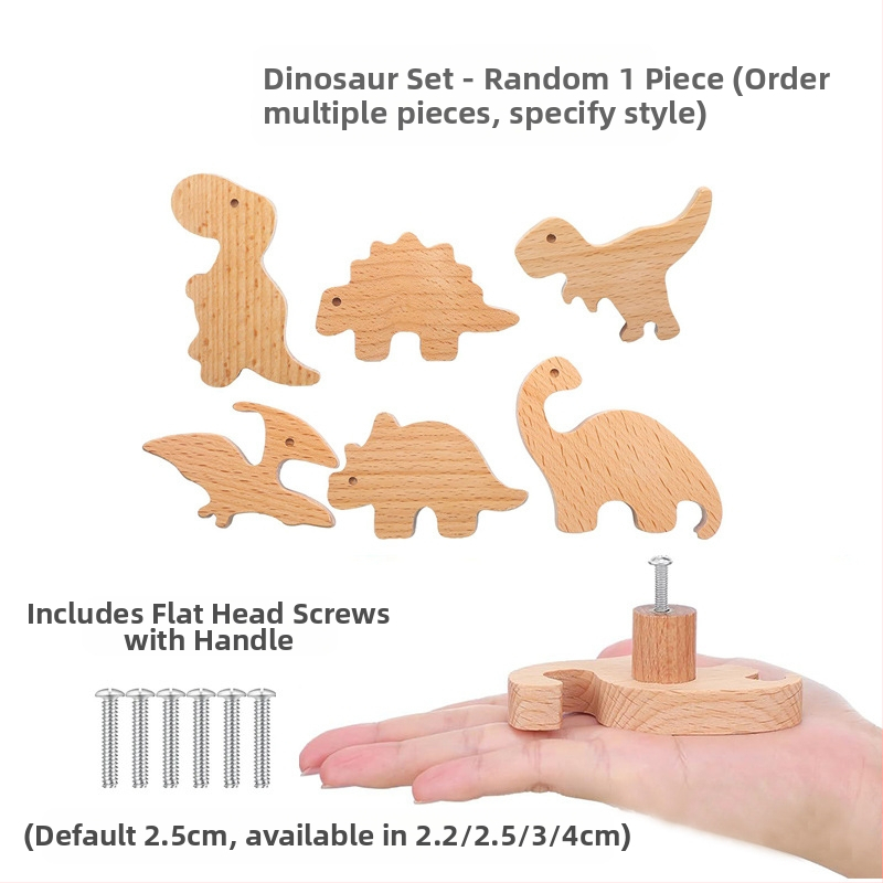 [Rankenos kablio gaminiai, seni klientai] Tvirtos medienos animacinių filmukų rankena, žvaigždė, mėnulis, debesys, dinozaurai, gyvūnai, be perforatoriaus