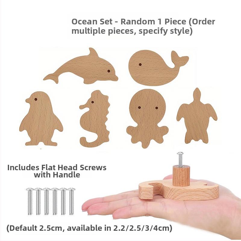 [Rankenos kablio gaminiai, seni klientai] Tvirtos medienos animacinių filmukų rankena, žvaigždė, mėnulis, debesys, dinozaurai, gyvūnai, be perforatoriaus