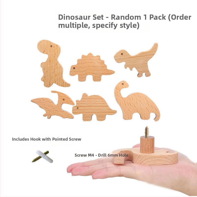 [Rankenos kablio gaminiai, seni klientai] Tvirtos medienos animacinių filmukų rankena, žvaigždė, mėnulis, debesys, dinozaurai, gyvūnai, be perforatoriaus