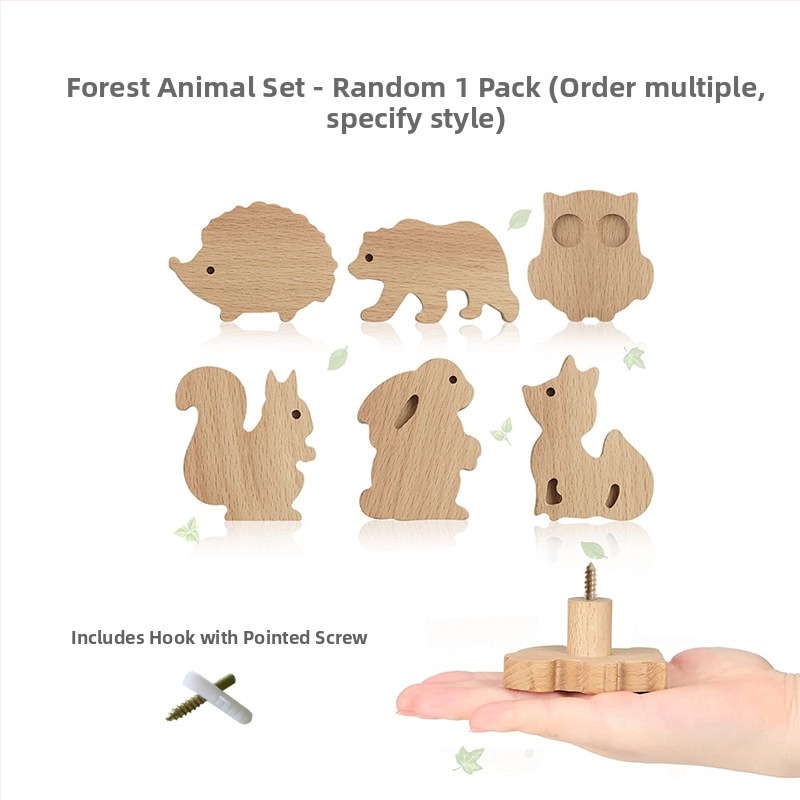 [Rankenos kablio gaminiai, seni klientai] Tvirtos medienos animacinių filmukų rankena, žvaigždė, mėnulis, debesys, dinozaurai, gyvūnai, be perforatoriaus