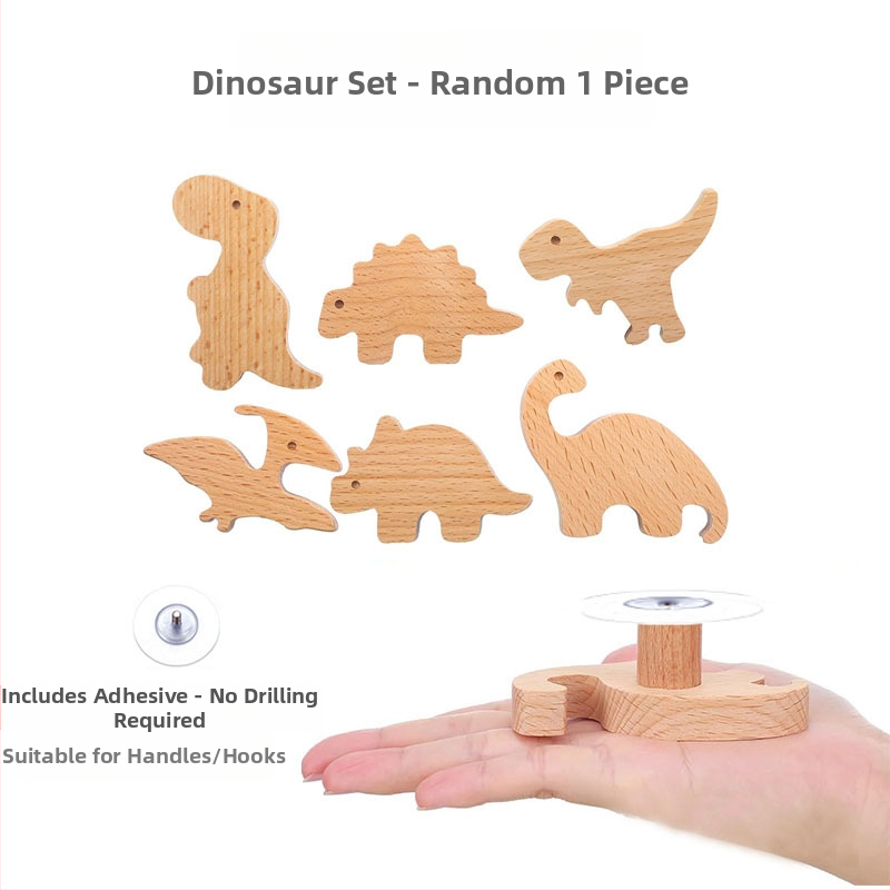 [Rankenos kablio gaminiai, seni klientai] Tvirtos medienos animacinių filmukų rankena, žvaigždė, mėnulis, debesys, dinozaurai, gyvūnai, be perforatoriaus