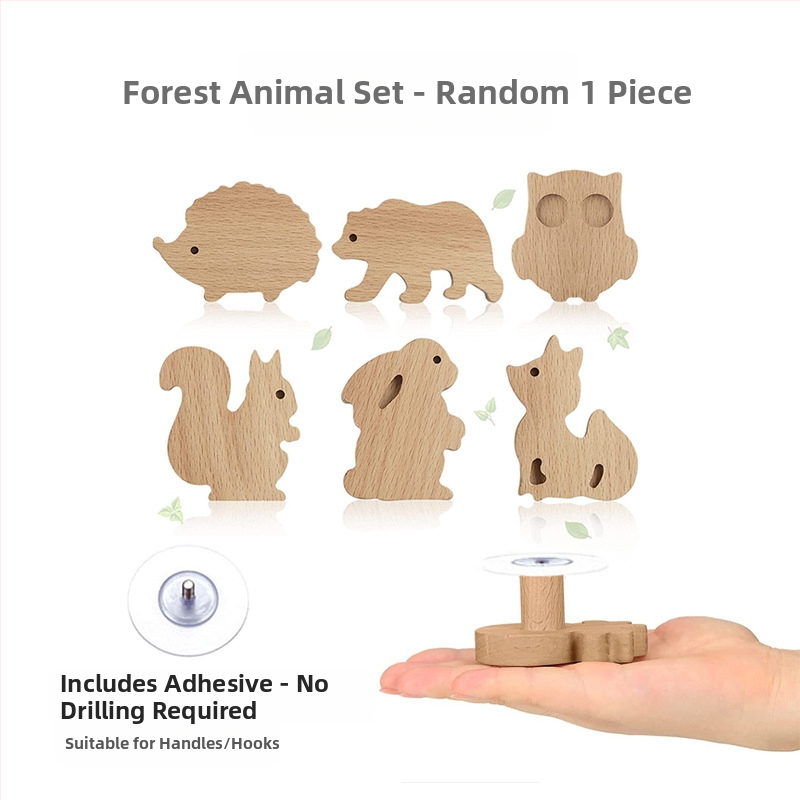 [Rankenos kablio gaminiai, seni klientai] Tvirtos medienos animacinių filmukų rankena, žvaigždė, mėnulis, debesys, dinozaurai, gyvūnai, be perforatoriaus