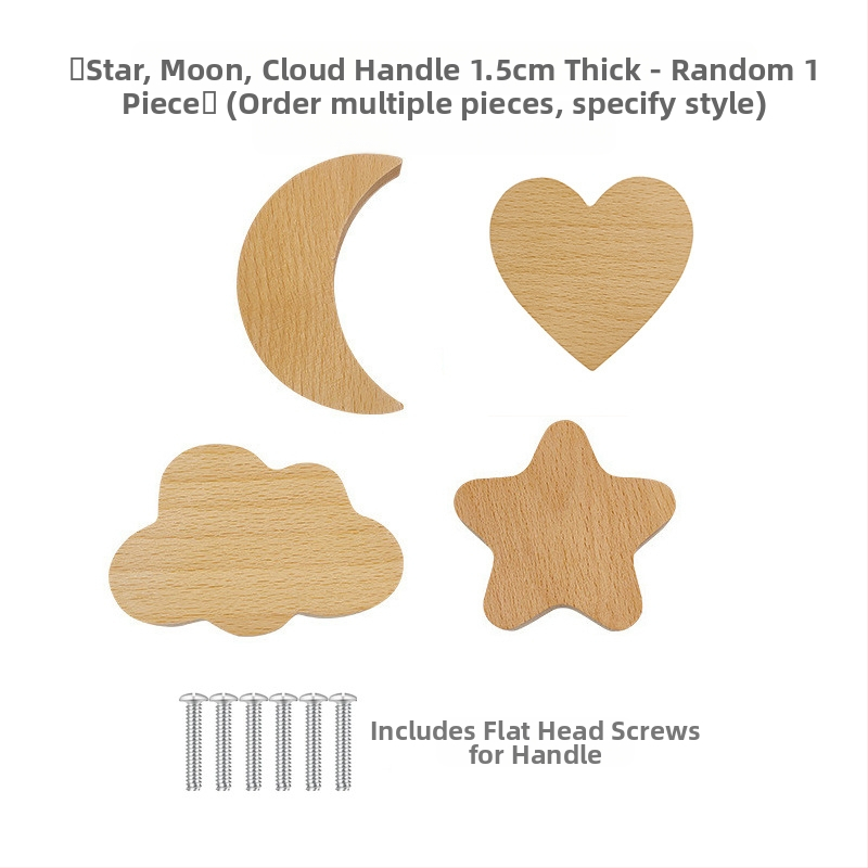 [Rankenos kablio gaminiai, seni klientai] Tvirtos medienos animacinių filmukų rankena, žvaigždė, mėnulis, debesys, dinozaurai, gyvūnai, be perforatoriaus