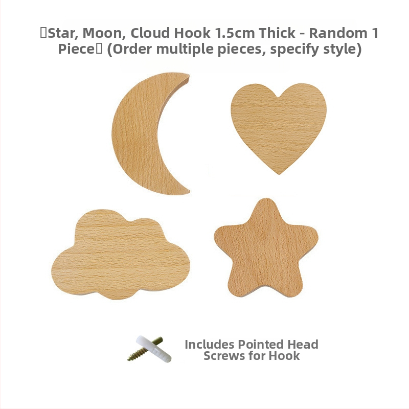 [Rankenos kablio gaminiai, seni klientai] Tvirtos medienos animacinių filmukų rankena, žvaigždė, mėnulis, debesys, dinozaurai, gyvūnai, be perforatoriaus