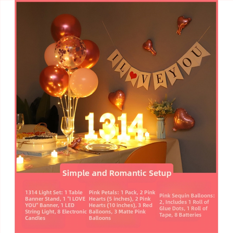 Gimtadienio Qixi atminimo dienos scenos dekoravimas Staigmenos pasiūlymas Meilužio dienos vakarienė žvakių šviesoje Romantiško stalo dekoravimas Plaukiojanti kolona