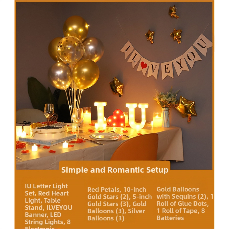 Gimtadienio Qixi atminimo dienos scenos dekoravimas Staigmenos pasiūlymas Meilužio dienos vakarienė žvakių šviesoje Romantiško stalo dekoravimas Plaukiojanti kolona