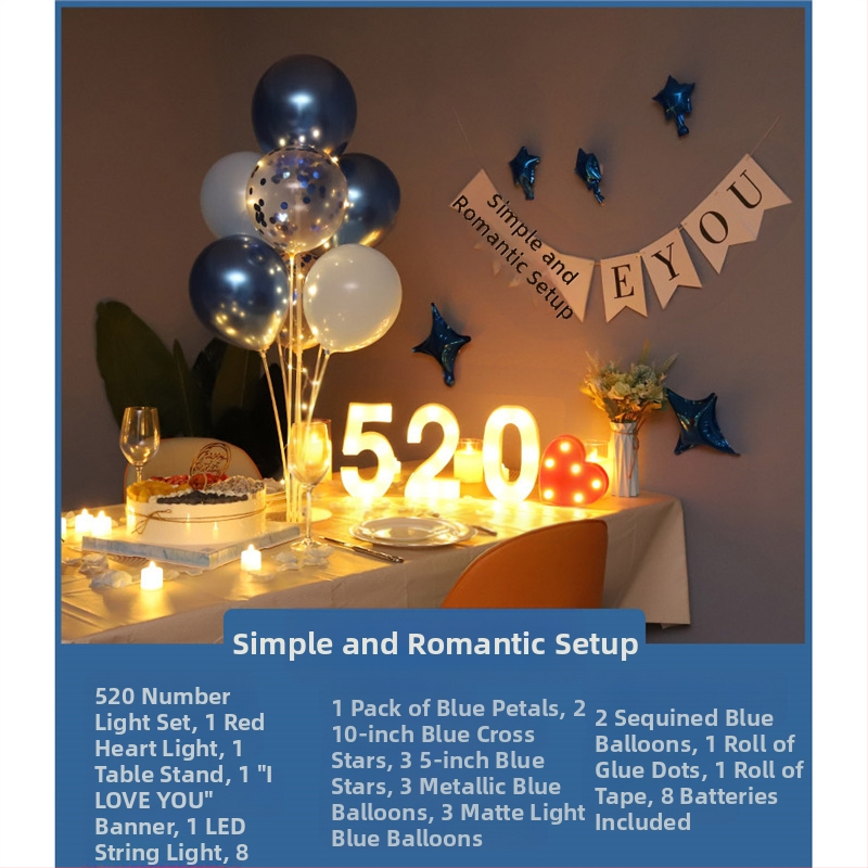 Gimtadienio Qixi atminimo dienos scenos dekoravimas Staigmenos pasiūlymas Meilužio dienos vakarienė žvakių šviesoje Romantiško stalo dekoravimas Plaukiojanti kolona