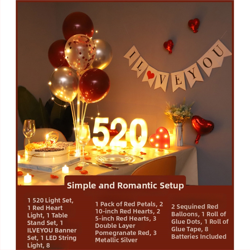 Gimtadienio Qixi atminimo dienos scenos dekoravimas Staigmenos pasiūlymas Meilužio dienos vakarienė žvakių šviesoje Romantiško stalo dekoravimas Plaukiojanti kolona