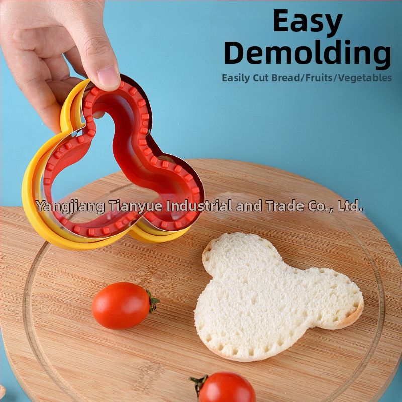 Джобна форма за рязане на сандвичи, форма за хляб за сандвичи, форма за препечен хляб, форма за бисквити, нож за рязане на плодове и зеленчуци, костюм за релефна форма