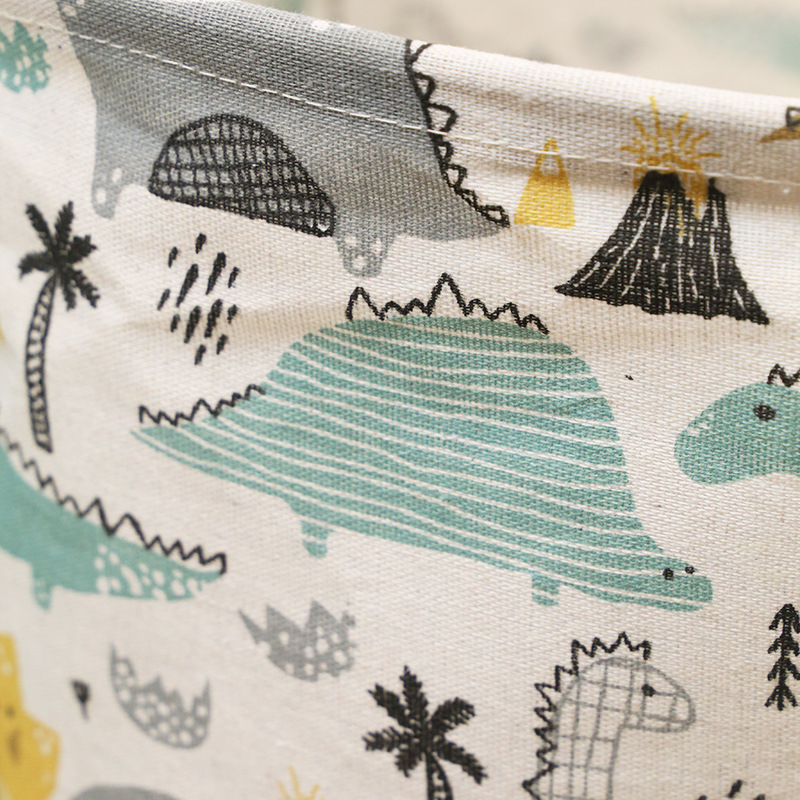 Nagy, piszkos ruhákra való hordó, rajzfilmnyomott pamut és lenvászon játékkosár-tároló hordó, összecsukható, PE bevonattal