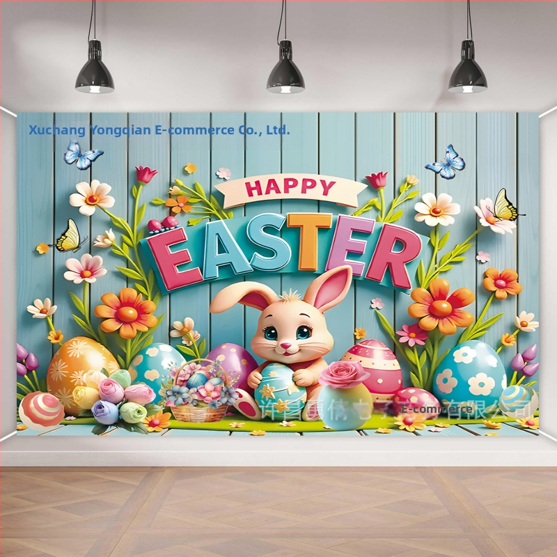 Трансграничен нов пролетен великденски фон плат парти парти декорация за събития консумативи банер фото фотография висяща кърпа