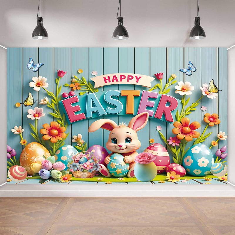 Piiriülene uus kevadine lihavõttepühade taustriie peo peo ürituse kaunistustarbed bännerifoto fotograafia rippuv riie