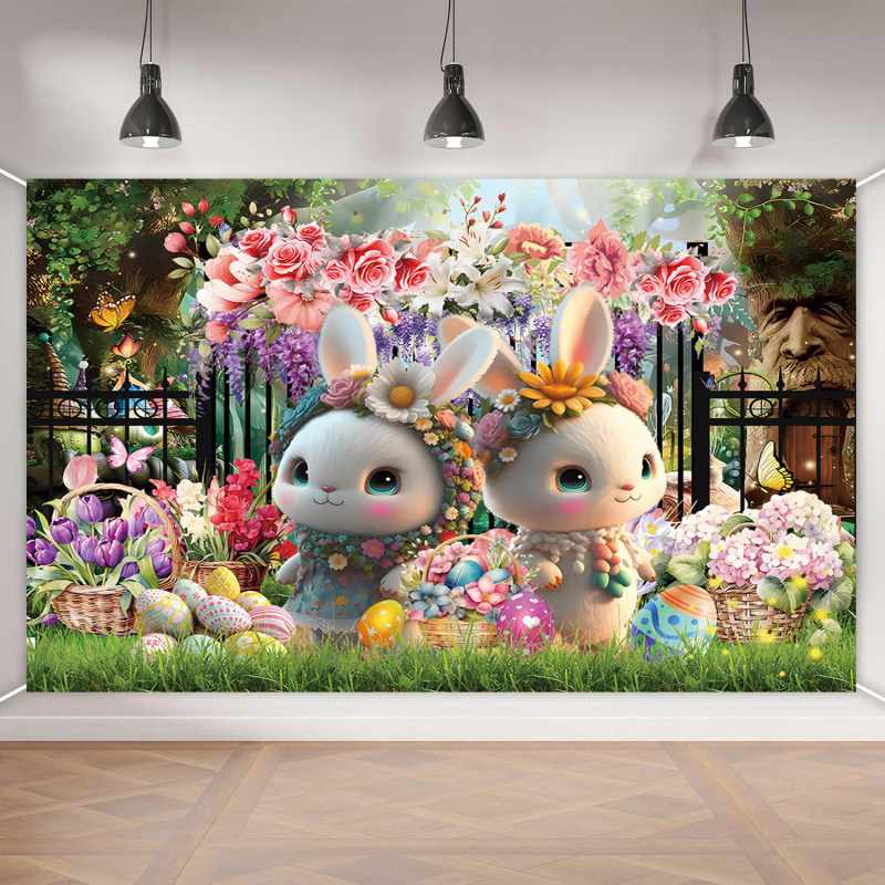 Piiriülene uus kevadine lihavõttepühade taustriie peo peo ürituse kaunistustarbed bännerifoto fotograafia rippuv riie