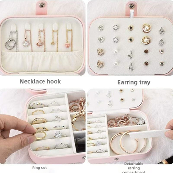 Преносима кутия за бижута, голям капацитет, многофункционална в европейски стил за пръстени, колиета, обеци, дамска кутия за съхранение на бижута