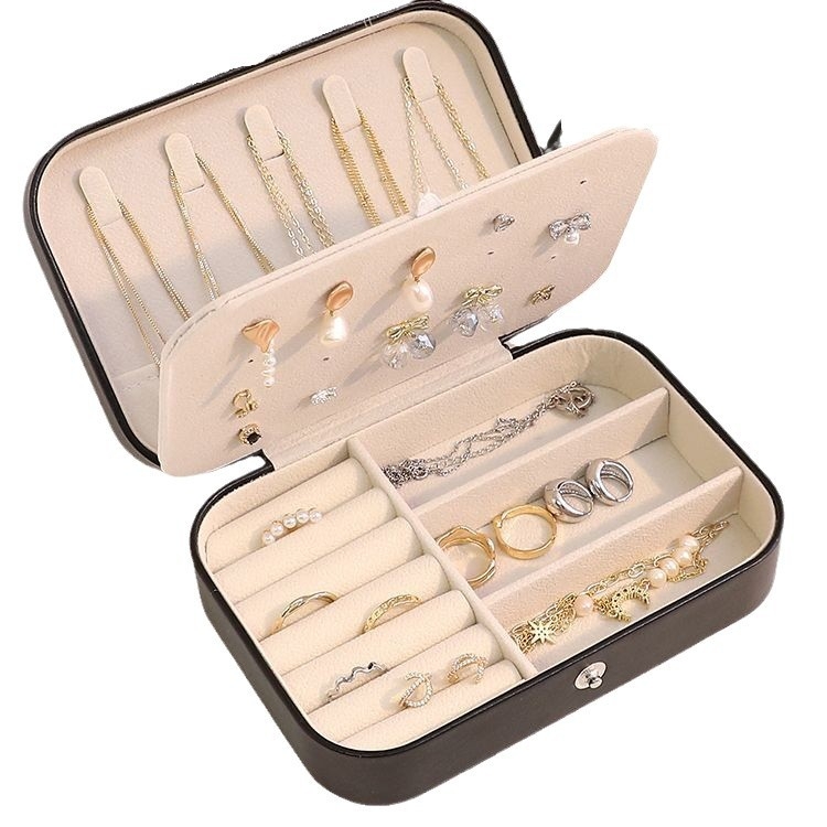 Преносима кутия за бижута, голям капацитет, многофункционална в европейски стил за пръстени, колиета, обеци, дамска кутия за съхранение на бижута