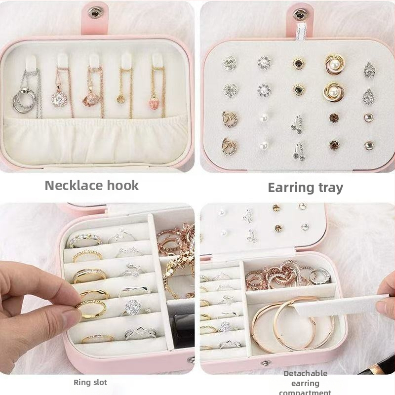 Prenosná šperkovnica, veľká kapacita, multifunkčná európska štýlová prsteň, náhrdelník, náušnica, dámska cestovná úložná krabička na šperky