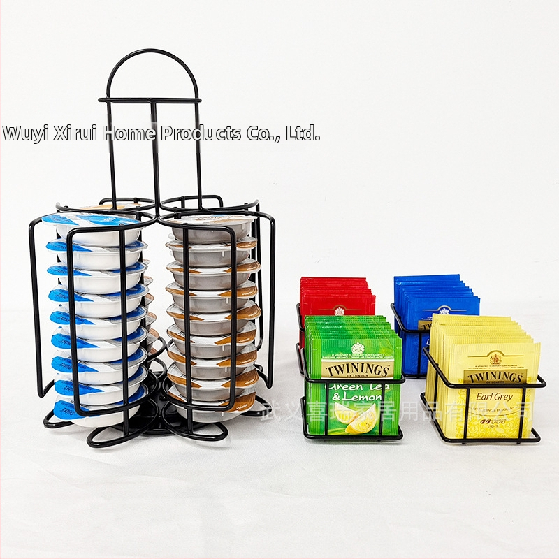 Домакинска проста двуслойна стойка за съхранение на чаени пакетчета, стойка за съхранение на кафени капсули Tassimo, въртяща се двуслойна стойка за съхранение