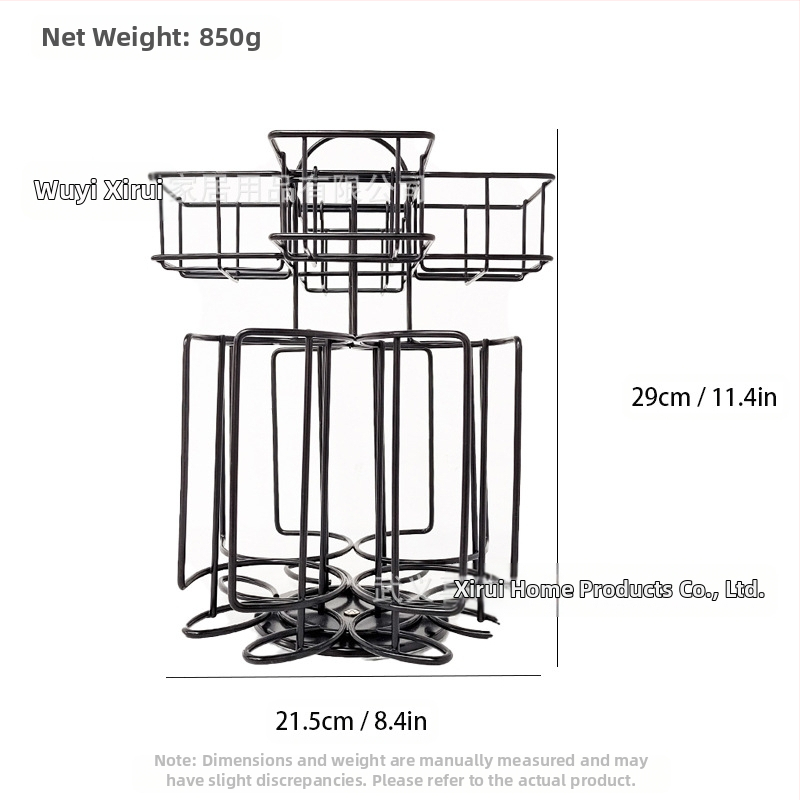 Домакинска проста двуслойна стойка за съхранение на чаени пакетчета, стойка за съхранение на кафени капсули Tassimo, въртяща се двуслойна стойка за съхранение