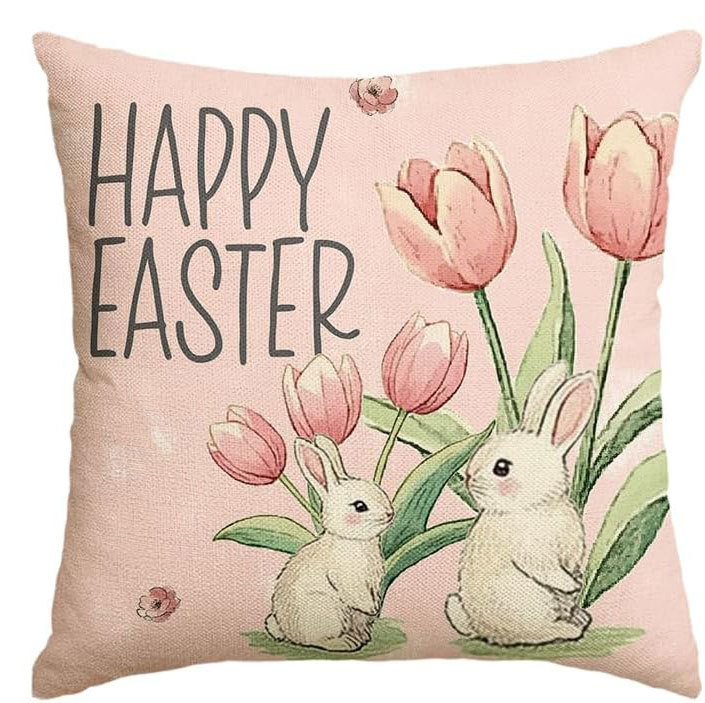 Amazon húsvéti párnahuzat tojás nyúl aranyos nyomtatott vászon vízálló nappali dekoratív kanapé párnahuzat