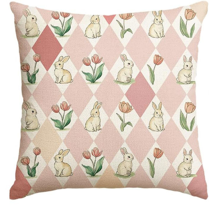 Amazon húsvéti párnahuzat tojás nyúl aranyos nyomtatott vászon vízálló nappali dekoratív kanapé párnahuzat