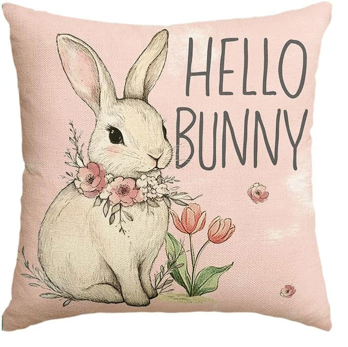 Amazon húsvéti párnahuzat tojás nyúl aranyos nyomtatott vászon vízálló nappali dekoratív kanapé párnahuzat