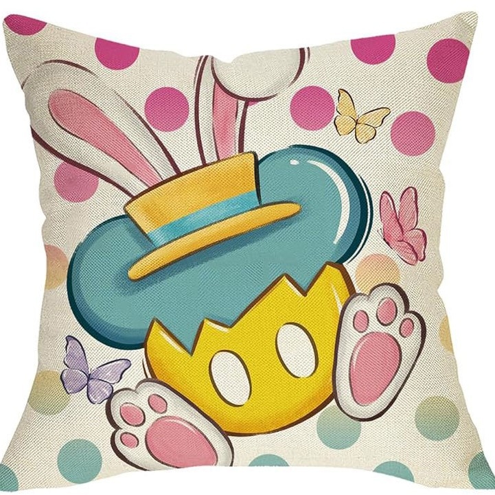 Amazon húsvéti párnahuzat tojás nyúl aranyos nyomtatott vászon vízálló nappali dekoratív kanapé párnahuzat