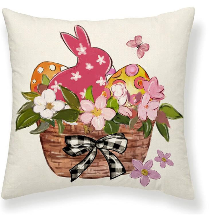 Amazon húsvéti párnahuzat tojás nyúl aranyos nyomtatott vászon vízálló nappali dekoratív kanapé párnahuzat