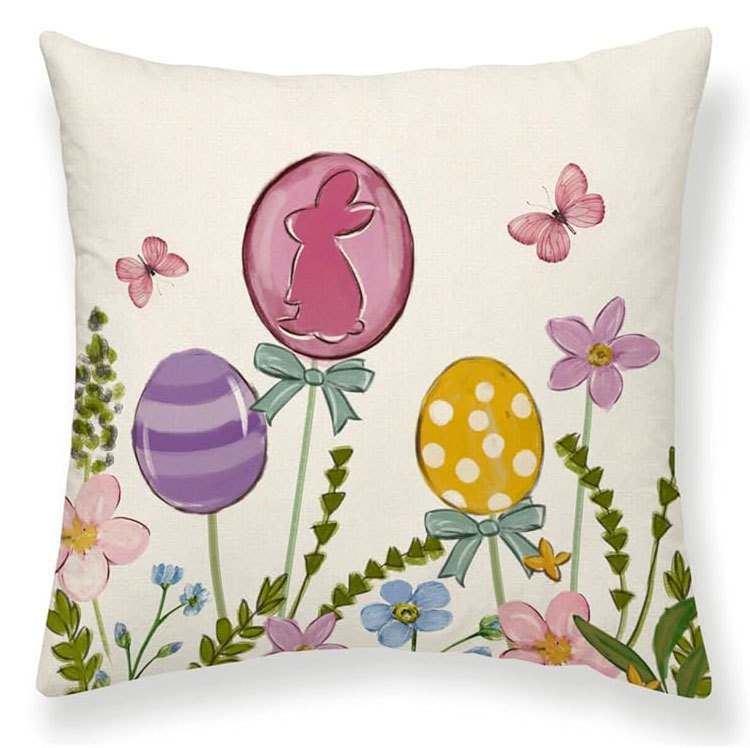 Amazon húsvéti párnahuzat tojás nyúl aranyos nyomtatott vászon vízálló nappali dekoratív kanapé párnahuzat