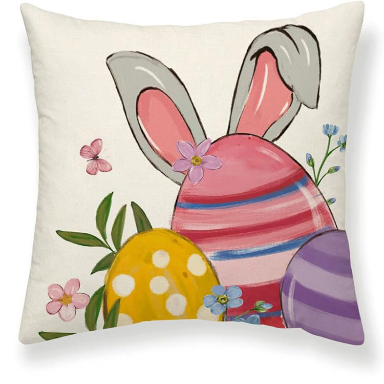 Amazon húsvéti párnahuzat tojás nyúl aranyos nyomtatott vászon vízálló nappali dekoratív kanapé párnahuzat