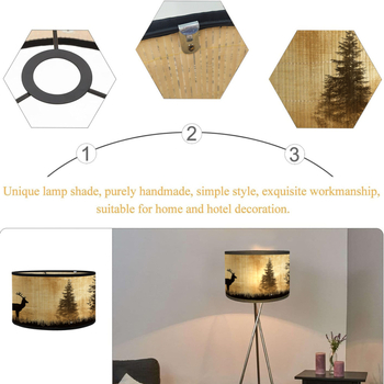 Αμπαζούρ από μπαμπού, αμπαζούρ E27, αξεσουάρ καπέλου λαμπτήρα, αμπαζούρ με σιλουέτα άλκης, αμπαζούρ με κουβά, επιτραπέζιο φωτιστικό, αμπαζούρ πολυελαίου